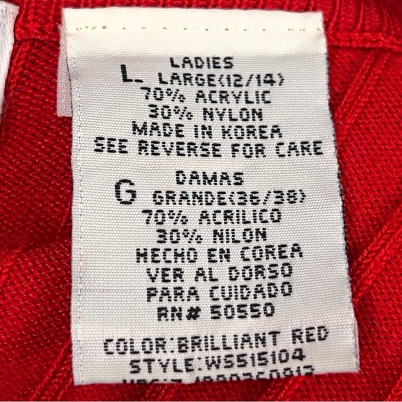 Vintage White Stag Large Red Ribbed Knit Top Classic Retro Turtleneck - Picture 12 of 13